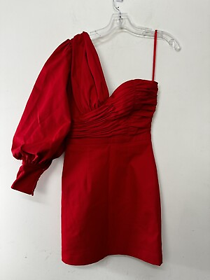 #ad Elle Zeitoune Womens Mandy One Shoulder Dress Size 8 Mini Red Cocktail AU $149.99