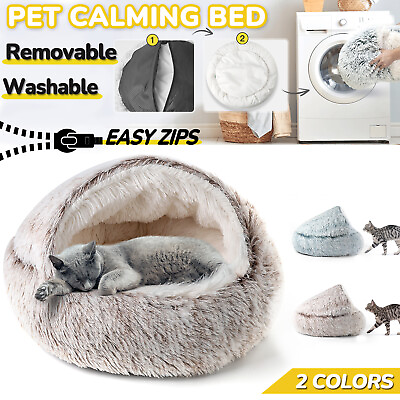 #ad CATISM Cat Bed Cave Donut Warm Soft Pet Nest Puppy Kitten Sleeping Plush Fluffy $25.99