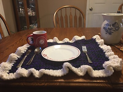 #ad hand crocheted table mat $25.00