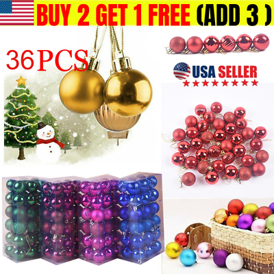 #ad 36x Christmas Ornaments for Xmas Tree Shatterproof Christmas Tree Hanging Balls $11.09
