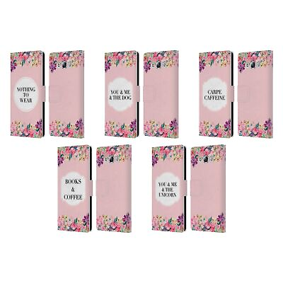 #ad MONIKA STRIGEL FLOWERS AND QUOTES LEATHER BOOK WALLET CASE FOR SAMSUNG PHONES 3 $23.95