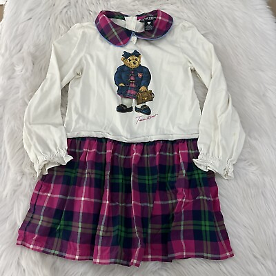 #ad Teenie Weenie Girls Bear Plaid Flare Dress 140 140 64 Adorable $16.88