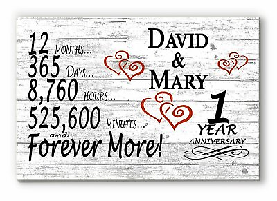 #ad 1 Year Anniversary Gift Sign Personalized 1st Wedding Anniversary Present $47.99