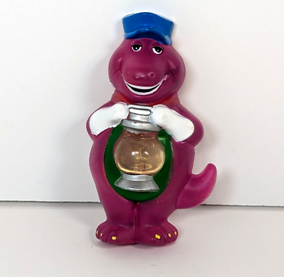 #ad Barney Nite Light Vtg Lantern Purple Dinosaur 1992 Train Conductor $5.89