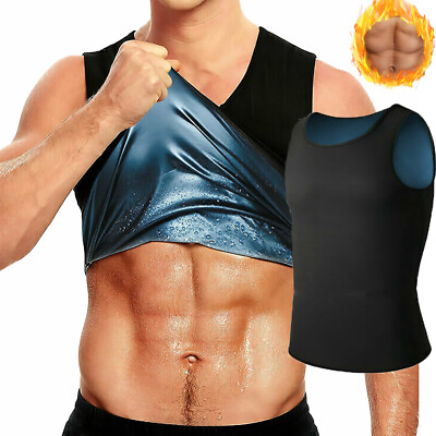 #ad Men#x27;s Sweat Body Shaper Sauna Slimming Trainer Shapewear Gym Shirt Workout Vest $13.79