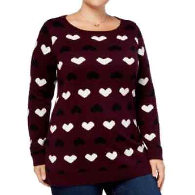 #ad CHARTER CLUB Womens Heart Print Cotton Blend Knit Sweater Size 0X Tunic $20.95