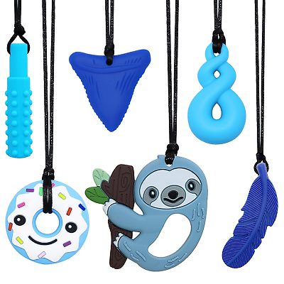 #ad Sensory Chew Necklace 6 Pack Silicone for Kids with ADHD Autism Anxiety Chewy $17.99