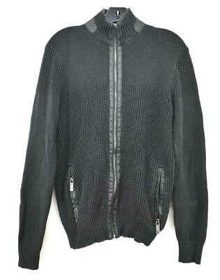 #ad Kenneth Cole Reaction Mens Black Mock Neck Zip Front Long Sleeve Jacket S $14.42