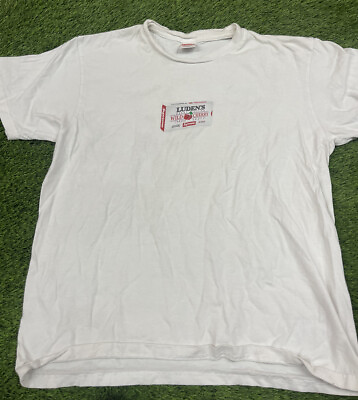 #ad Supreme Ludens Cough Drops Box Logo FW18 Cherry White T Shirt M $89.00