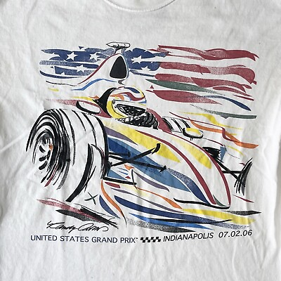 #ad Y2K 2006 United States Grand Prix T Shirt Large Vtg White Formula One Racing $33.99