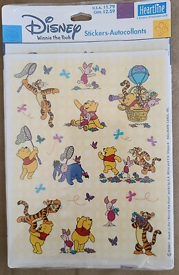 #ad Vintage Hallmark Winnie The Pooh Sticker Sheet Friends Catching Butterflies $10.99