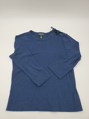 #ad LRL Lauren Jeans Medium Blue Shoulder Lace Womens Shirt..#4573 $5.70