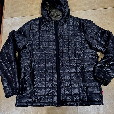 #ad Levis NWOT Jacket Puffer Coat Black Full Zip Hooded Mens Size L $94.00