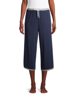 #ad NWT Secret Treasures Women’s Small Navy Blue Capri Pajama Pants w Pockets $11.99