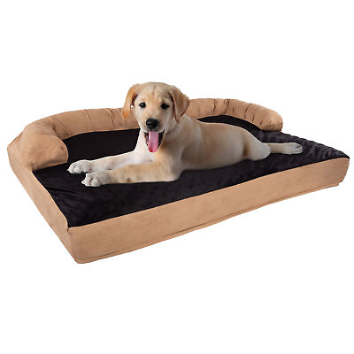 #ad Sofa Dog Bed 3 Layer Microsuede Orthopedic Dog Furniture Tan Black $51.99