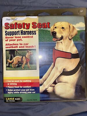 #ad Four Paws DOGS Safety Seat Support Harness Seat Belt Large Black 65 110 Lbs. $24.99