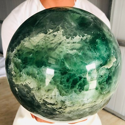 #ad 37.48LB 222mm Natural Green Fluorite Quartz Crystal Sphere mineral Healing SV156 $2680.00