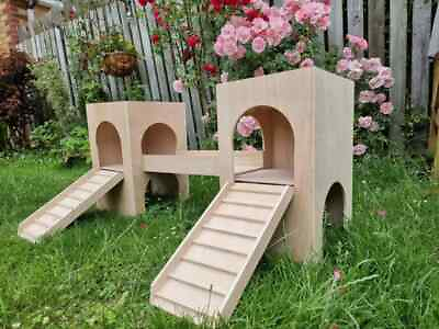 #ad Two Tower Turrets For Rabbits Play House Exercise Small Animal House $158.02
