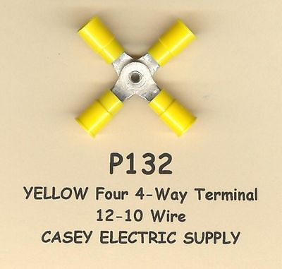 #ad 5 YELLOW Insulated Four 4 Way Terminal Connectors #12 10 Wire Gauge AWG MOLEX $4.25