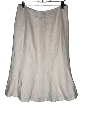 #ad Lauren Ralph Lauren Light Pink Lined Midi 100% Linen Skirt Size 20 W $40.00