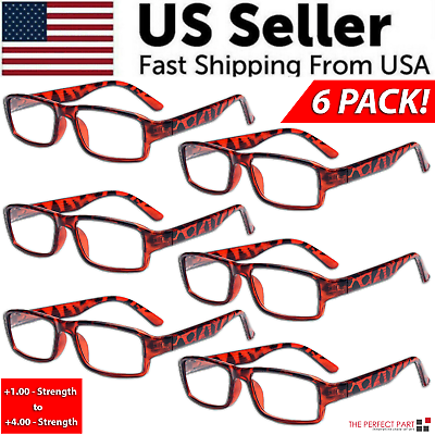 #ad 6 PACK Reading Glasses Mens Womens Readers Square Frame Unisex Style Specs NEW $10.59