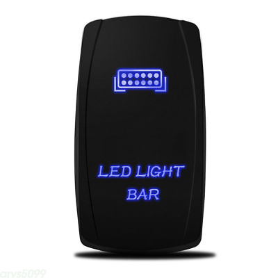 #ad LIGHTED LED LIGHT BAR Switch ON OFF Rocker LED BLUE Light 20A 12V 5 pins blue $5.99