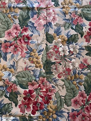 #ad NIP Floral and Fruit Drapery Fabric 3 Square Yards 76quot; x 55quot; Drapery And Fabric $67.99