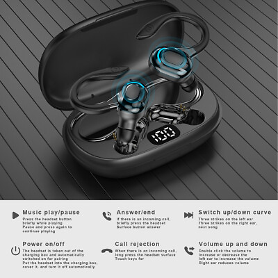 #ad New TWS Bluetooth Headset Wireless Earphones Earbuds Stereo Headphones Ear Hook $15.99