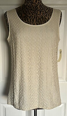 #ad New Sleeveless Lacy Front Lined Perception Concept Blouse Sz. L. 40” Bust $14.99