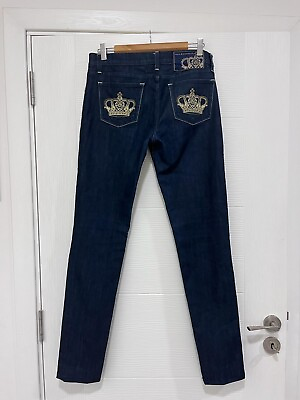 #ad Y2k Rock amp; Republic Style Berlin Jeans With Contrast Gold Crowns EUC Rare W29 GBP 34.50