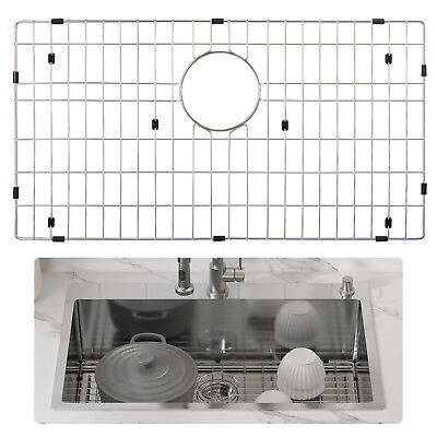 #ad VEVOR Kitchen Bottom Sink Protector Grid 26quot;x14quot; Stainless Steel Drain Rack $24.63