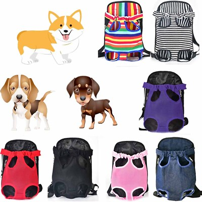 #ad Pet Puppy Dog Cat Mesh Sling Carry Pack Backpack Carrier Travel Bag Front S XL $11.99