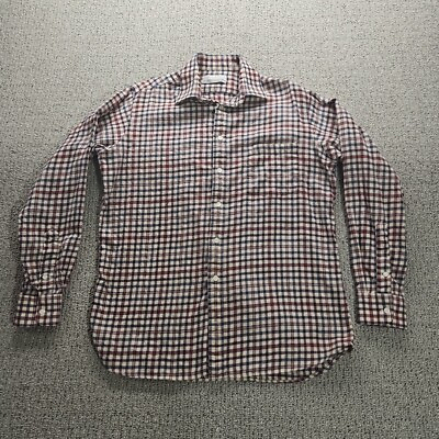 #ad Viyella Shirt Mens Small Wool Blend Long Sleeve Button Check Plaid Pocket $24.95