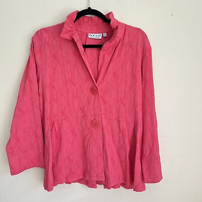 #ad HABITAT Clothes To Live In Medium Pink Button Front Shirt Missing Top Button $12.00