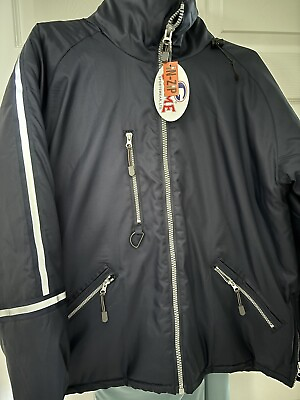 #ad Game Sportswear Men#x27;s Style #4750 Navy Jacket w Reflective Stripes Size Medium $42.95