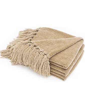 #ad RECYCO Throw Blanket with Fringe Tassel for Couch Sofa Bed Livingroom 50”x60” $29.99