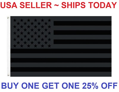 #ad 3x5FT All Black American Flag US Black Flag Tactical No Quarter Blackout USA $4.98