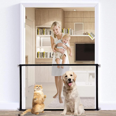 #ad 70.9quot;X28.3quot; Portable Mesh Baby Gate Black Mesh Magic Pet Dog Gate for Stairs Ha $18.74