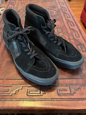 #ad Men’s VANS Canvas And Suede All Black High Tops Shoes Size 13 $39.99