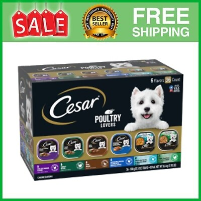 #ad 36 Pack Cesar Classic Poultry Lovers Variety Wet Dog Food Variety Pack 3.5 oz $37.25