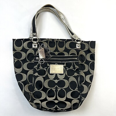 #ad Coach Poppy Fashion Luxury Purse Black Purple Handbag Hobo Bag Casual $21.25