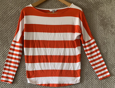 #ad Ladies Next Red white Striped Long Sleeve T shirt Size 6 GBP 11.00