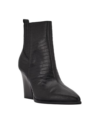 #ad Marc Fisher Mariel 2 Women’s Pointed Toe High Heel Booties Size 9.5 Black Croco C $129.99