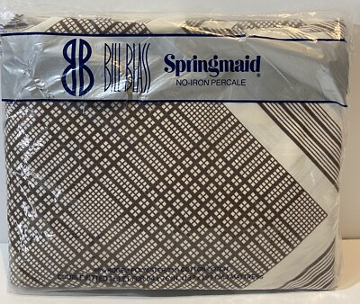 #ad Vtg Bill Blass Double Fitted Sheet Washington Square Springmaid No Iron Percale $19.99
