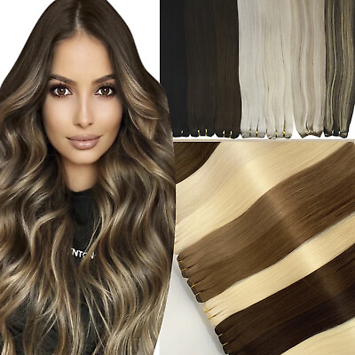 #ad Premium Weft Human Hair Extensions Weave Sew In Double Weft Highlight Thick 100g $83.00