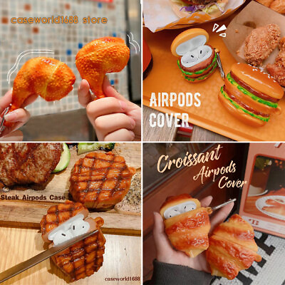 #ad 3D Creative Hamburg Chicken Wing Leg Nuggets Croissant Case For AirPods3 1 2 Pro $4.58