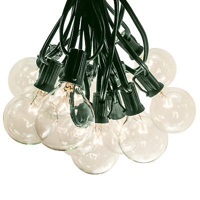 #ad G50 Clear Outdoor String Lights Green Wire Patio Party Wedding Yard Waterproof $89.95