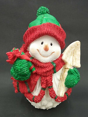 #ad Resin Snowman Holding A Shovel Figurine 7.5quot; $13.29