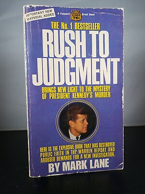#ad Rush to Judgment by Mark Lane 1966 6th Printing Fawcett Paperback JFK Murder $10.47