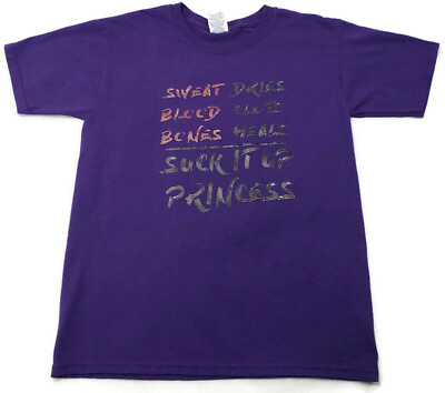 #ad Sweat Blood Bones Suck It Up Princess Logo Purple Short Sleeve T Shirt Youth L $9.95